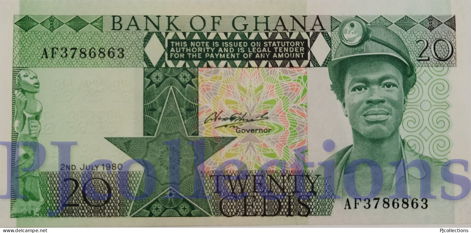 GHANA 20 CEDIS 1980 PICK 21b UNC - Ghana