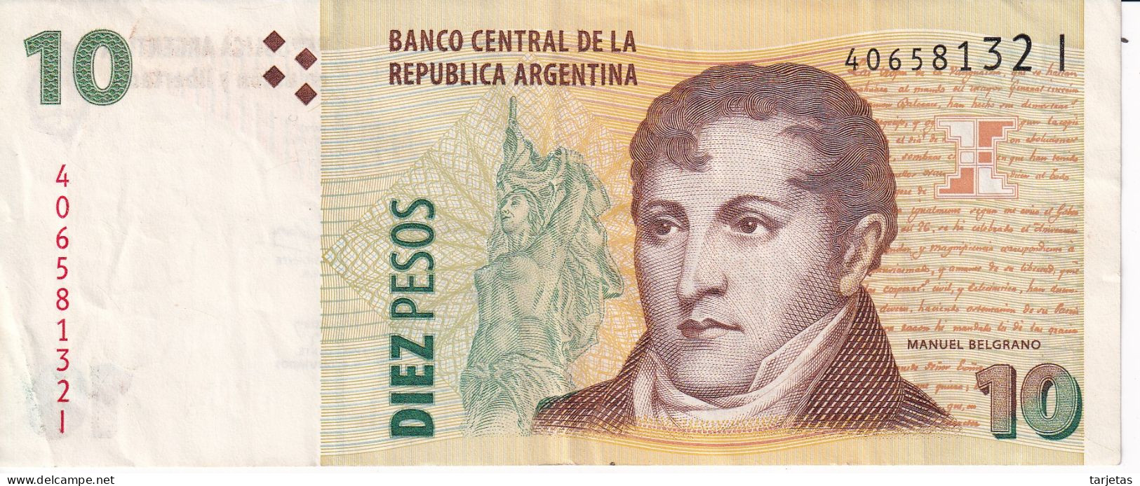 BILLETE DE ARGENTINA DE 10 PESOS DE MANUEL BELGRANO (BANKNOTE) - Argentina