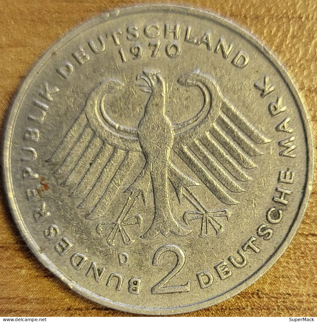 ALLEMAGNE 2 Mark 1970 D MUNICH Theodor Heuss KM#A127 TTB - 2 Marcos