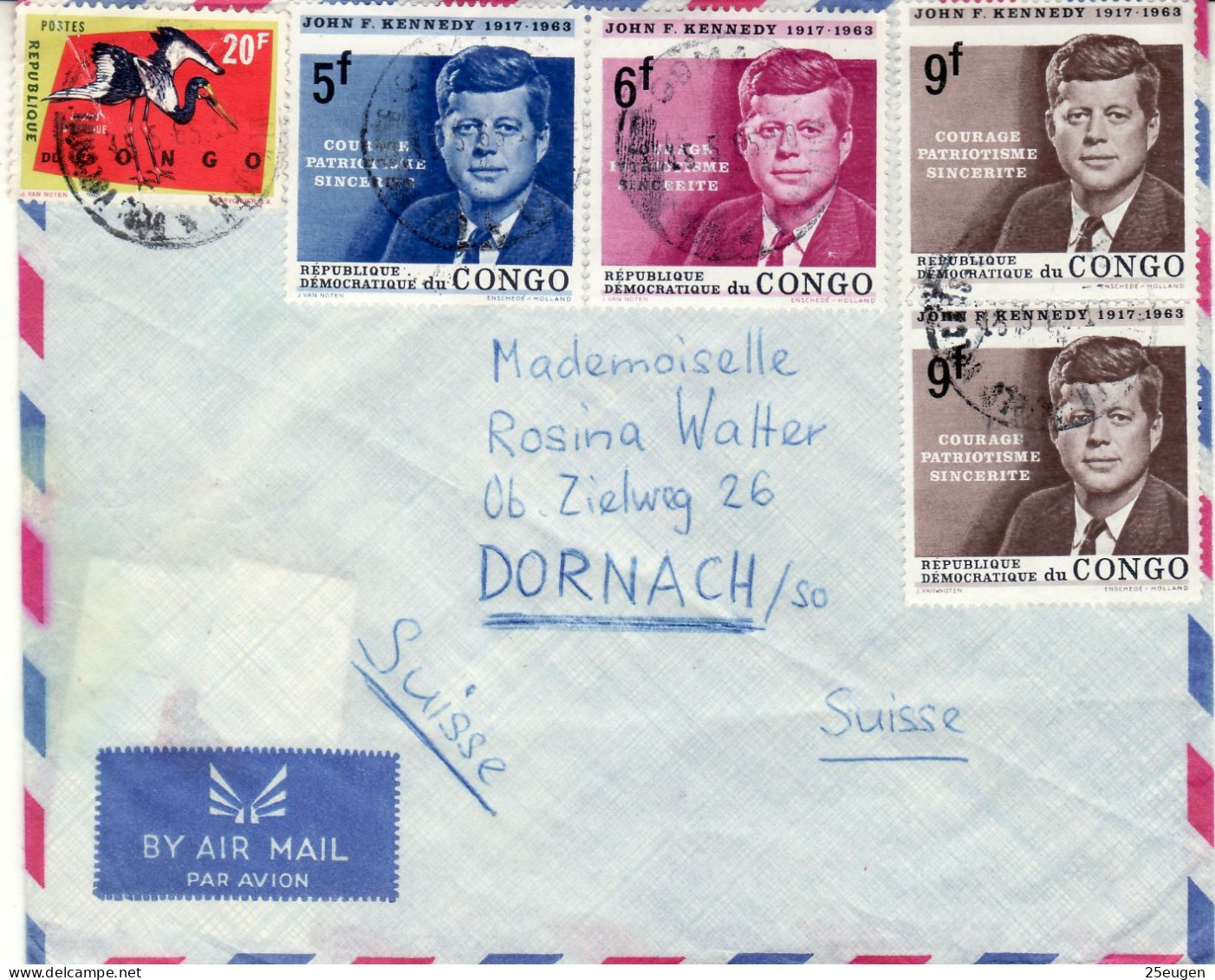CONGO KINSHASA 1965 AIRMAIL LETTER SENT TO DORNACH - Covers & Documents