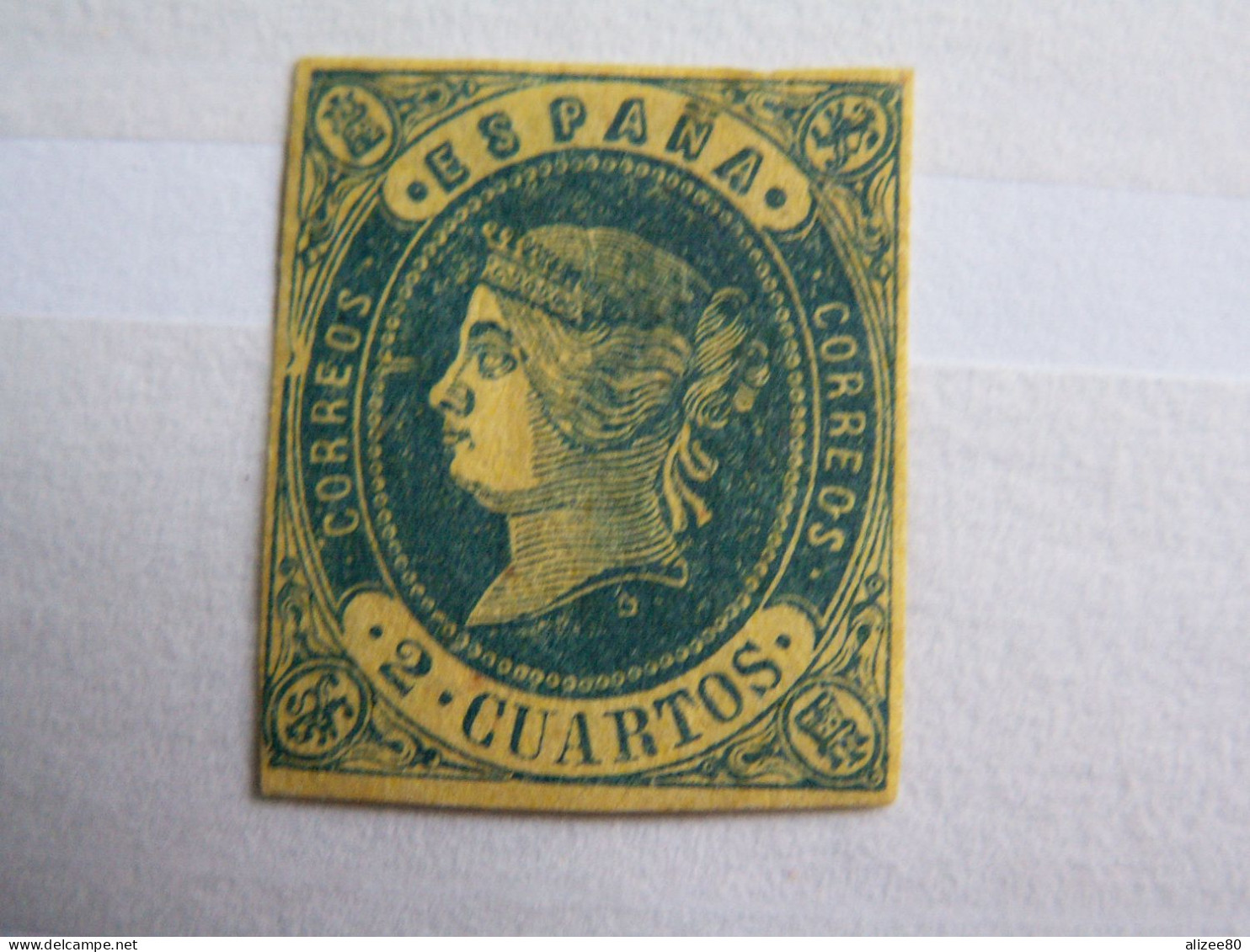 ROYAUME // ESPAGNE  --1862   2c Bleu Sur Jaune -  - Trace Charnière  Cote 45  Euro - Nuevos