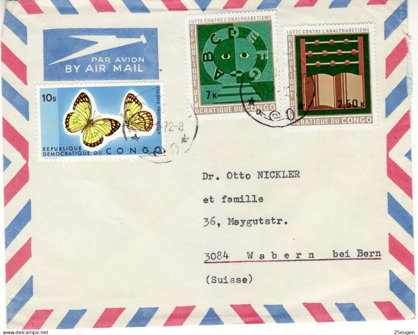 CONGO KINSHASA 1972 AIRMAIL LETTER SENT TO WABERN - Covers & Documents