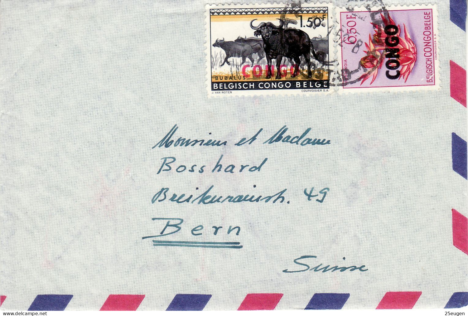 CONGO KINSHASA 1962 AIRMAIL LETTER SENT TO BERN - Covers & Documents