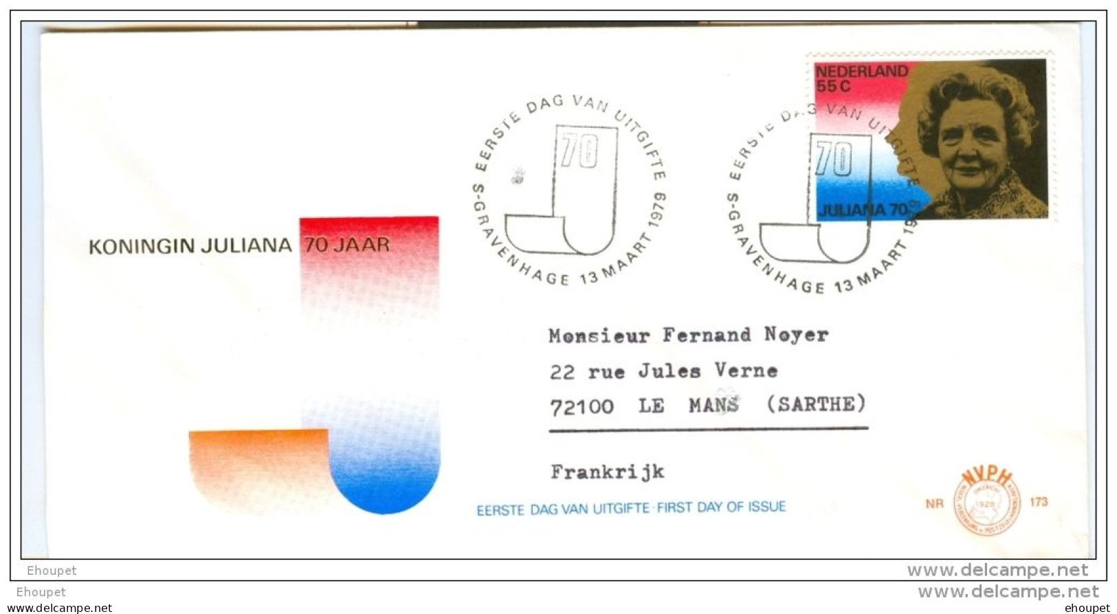 FDC 13 MARS 1979 KONINGIN JULIANA 70 JAAR - Briefe U. Dokumente