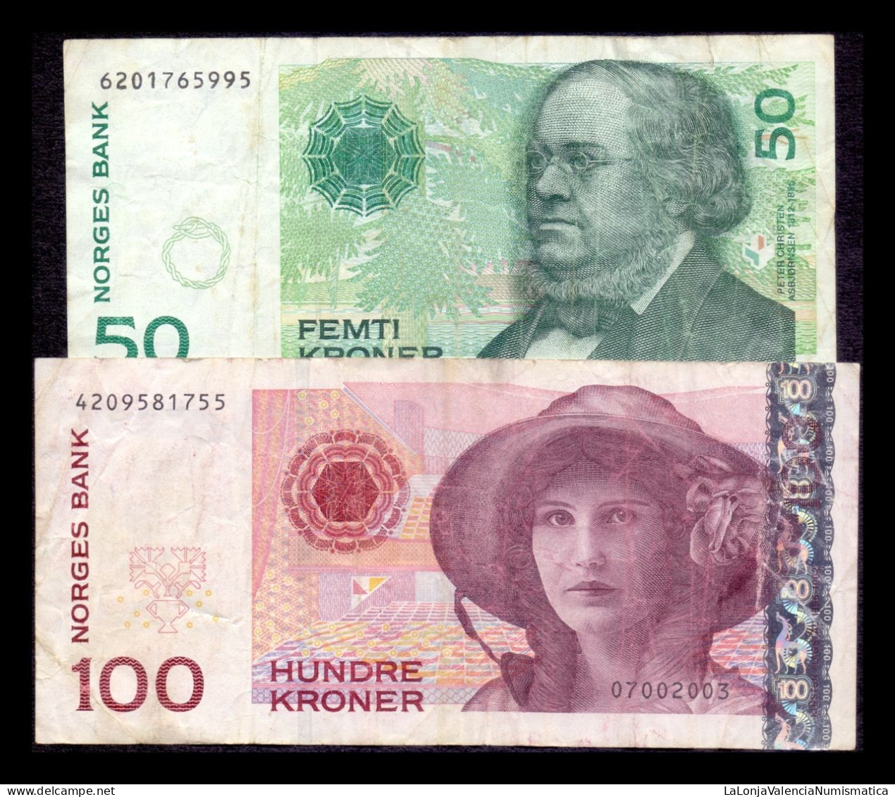 Noruega Norway Set 2 Banknotes 50 100 Kroner 1998 2003 Pick 46a 49a Bc F - Norway