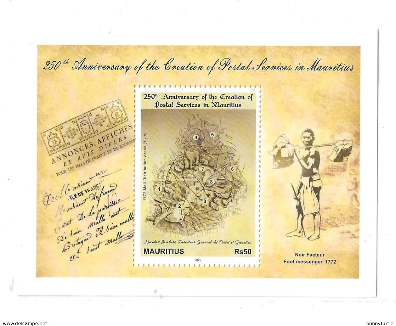 Mauritius 2022 250th Anniv Creation Of Postal Service S/S MNH - Maurice (1968-...)