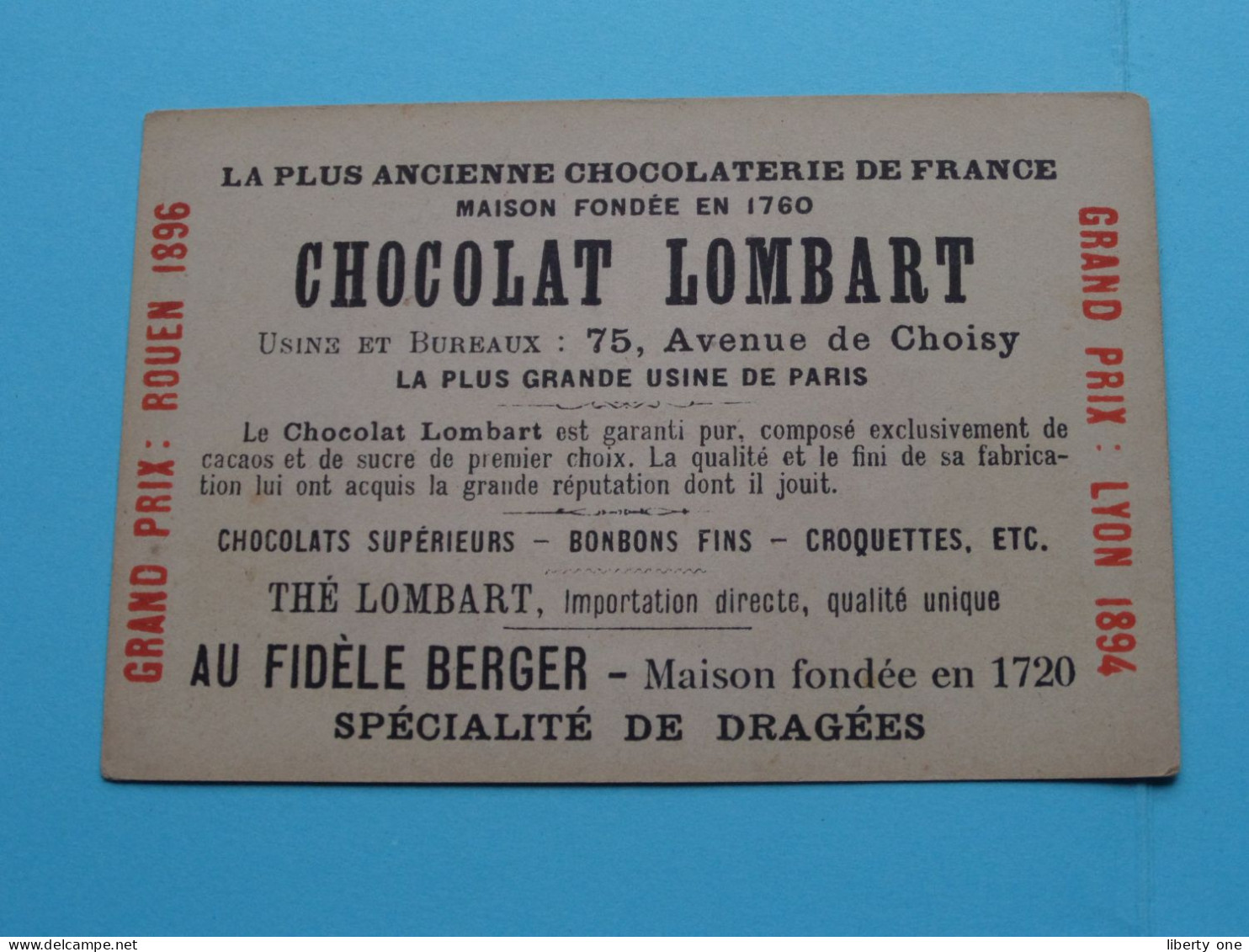 PARIS Le Panthéon () Chocolat Lombart ! - Lombart