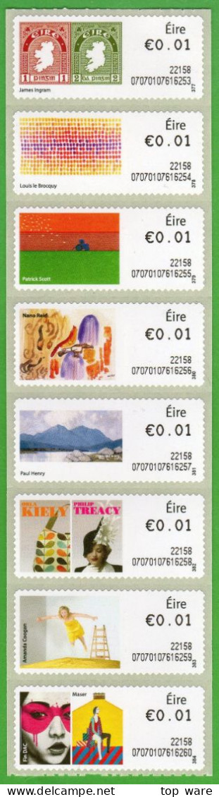 EIRE Ireland ATM Soar Issue 2022 "Art On A Stamp" 8x 1ct. ** Self-adhesive Automatenmarken Automatici Distributeur - Franking Labels