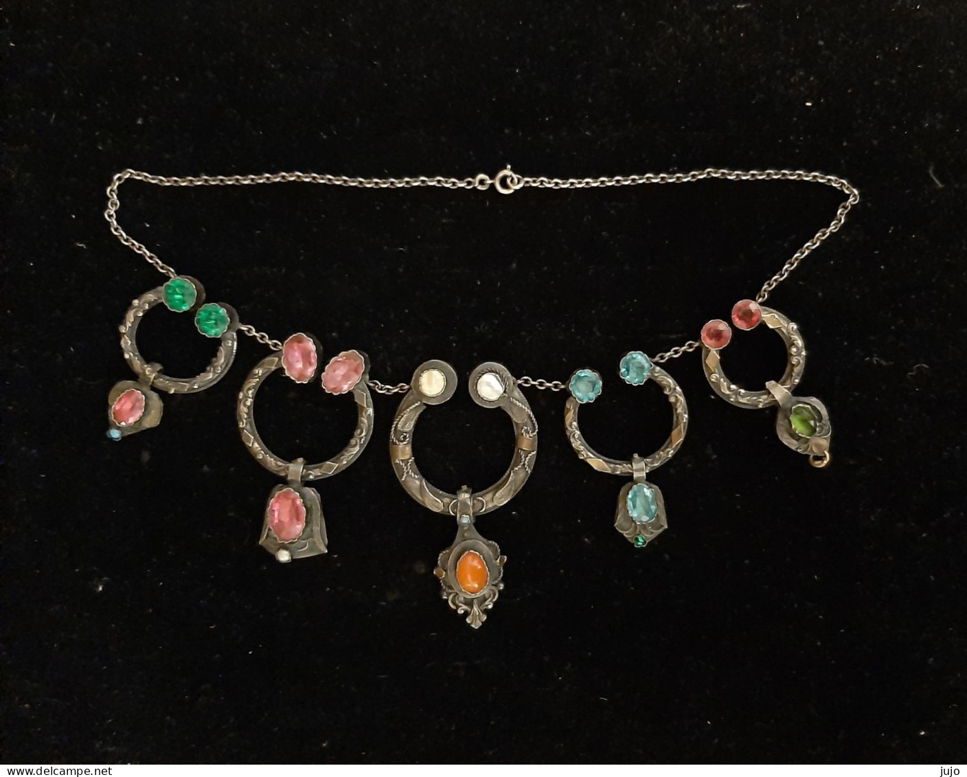 Autres Collections - Bijoux Ancien - Coliier En Se Composant E Cinq Fibules Avec Pierre Et Nacre - Necklaces/Chains