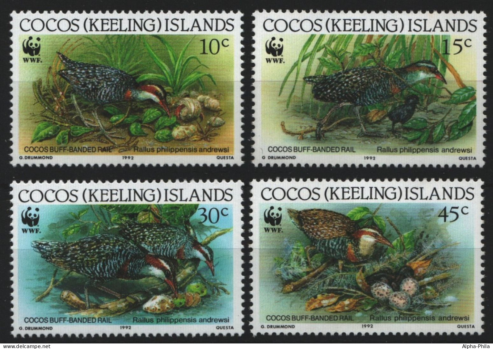 Kokos-Inseln 1992 - Mi-Nr. 267-270 ** - MNH - Vögel / Birds - Cocos (Keeling) Islands