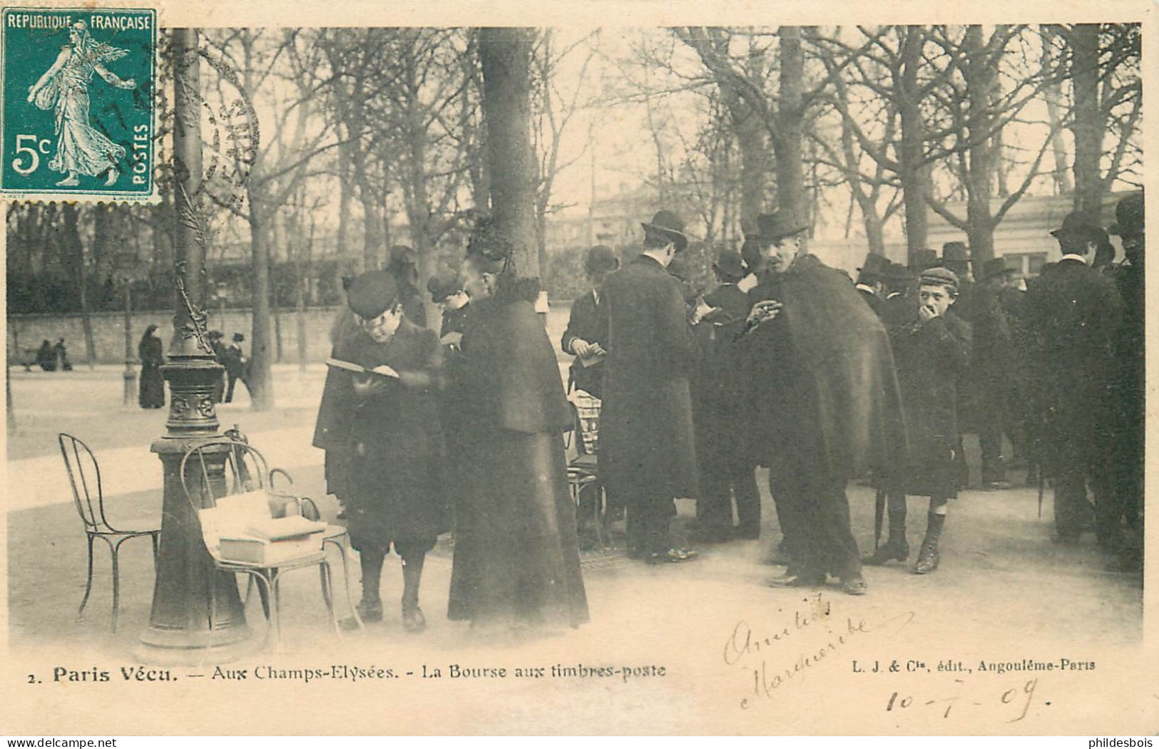 PARIS PARIS VECU  Aux Champs Elysées  " La Bourse Aux Timbres " - Loten, Series, Verzamelingen