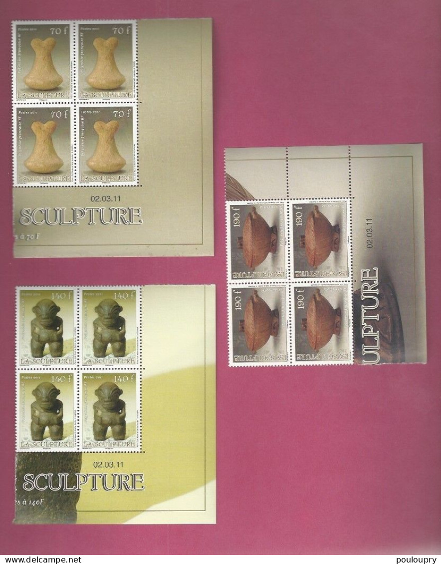 YT N° 953** à 955** - Bloc De 4 CD - Sculptures - Heiva - Neufs