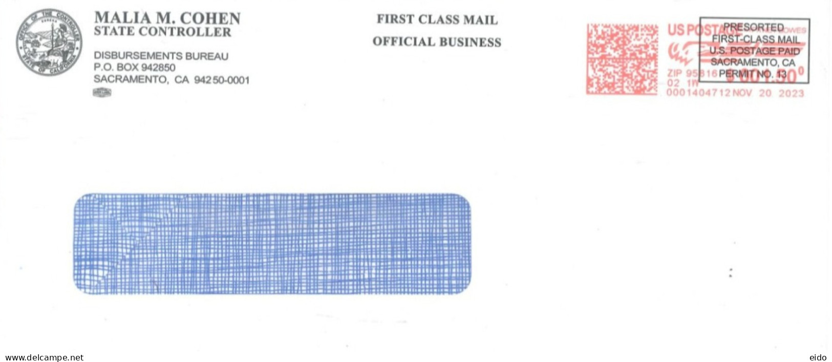 UNITED STATES  - 2023, POSTAL FRANKING MACHINE COVER TO DUBAI. - Covers & Documents