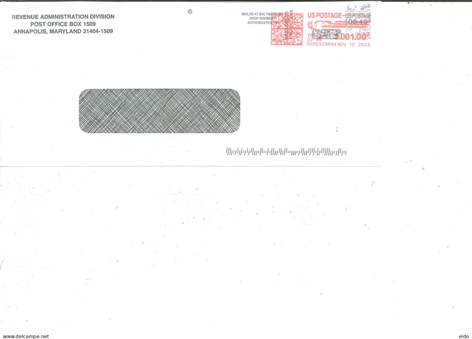 UNITED STATES  - 2023, POSTAL FRANKING MACHINE COVER TO DUBAI. - Storia Postale