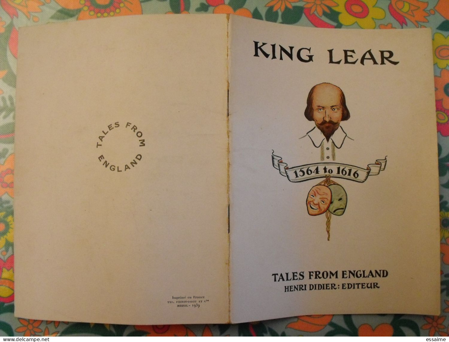 King Lear. William Shakespeare. Tales From England. En Anglais. Henri Didier éditeur, Mesnil, 1939 - Sonstige & Ohne Zuordnung