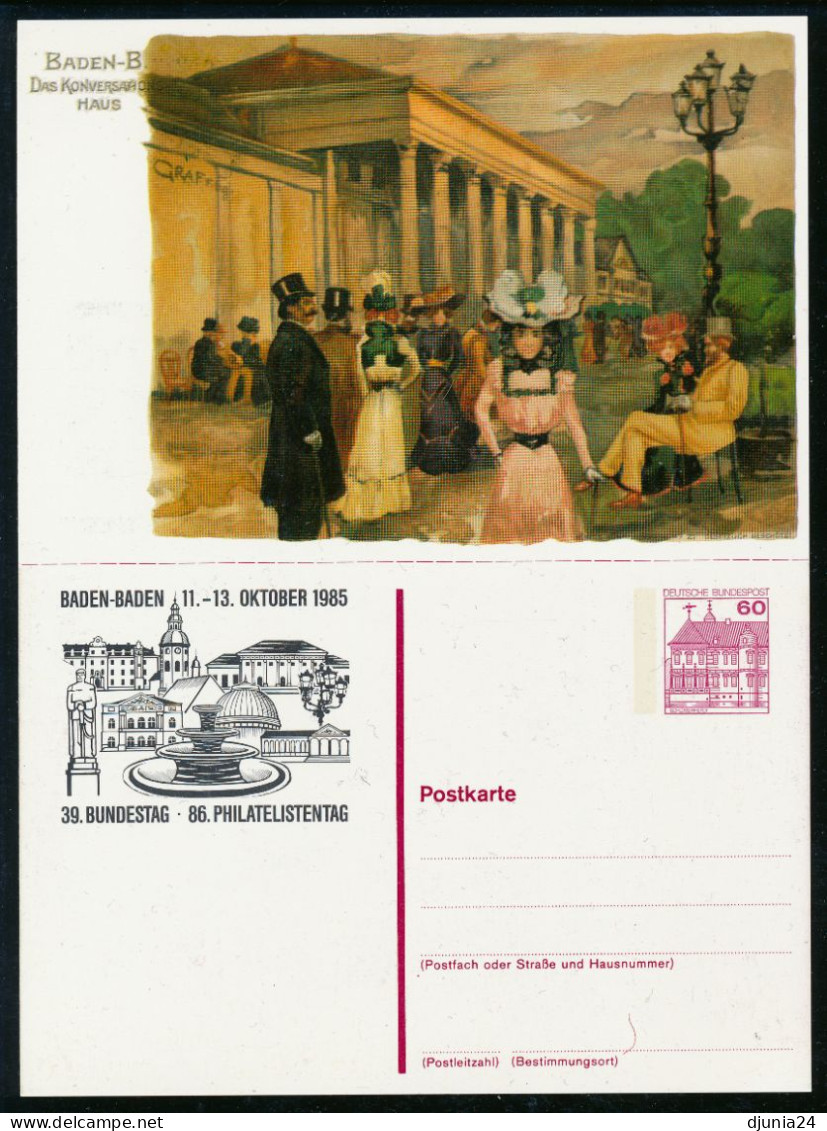 BF0028 / BRD  -  2 Privatganzsachen  - 39. Bundestag Und 86. Philatelistentag  -  BADEN-BADEN  11.-13.10.1985 - Privé Postkaarten - Ongebruikt