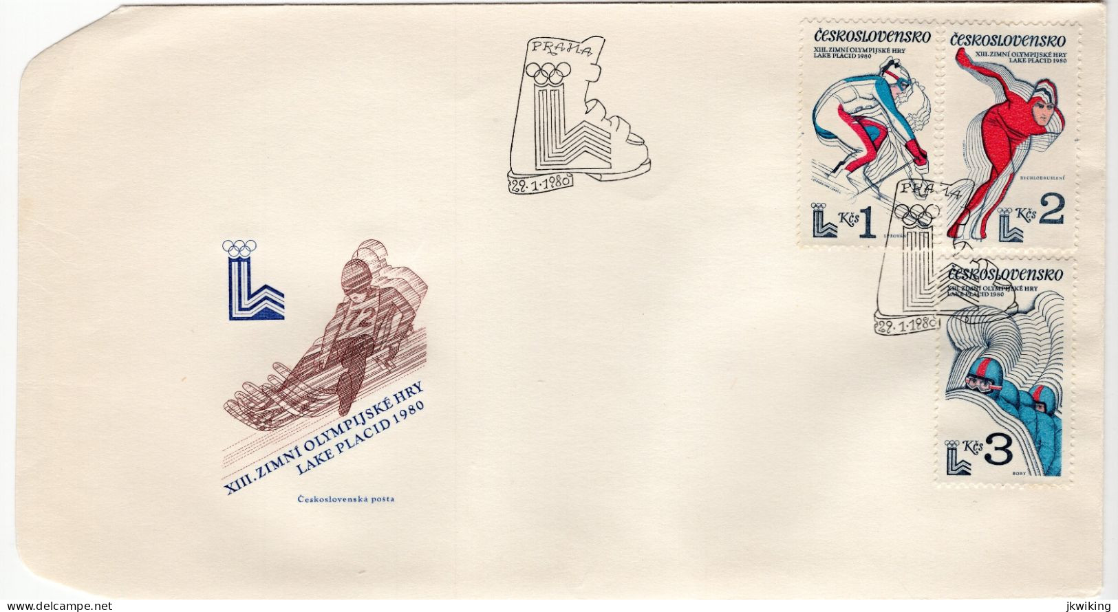 FDC - Skis - Skiing - Figure Skating - Bobsled - Lake Placid 1980 Winter Olympics - Winter 1932: Lake Placid