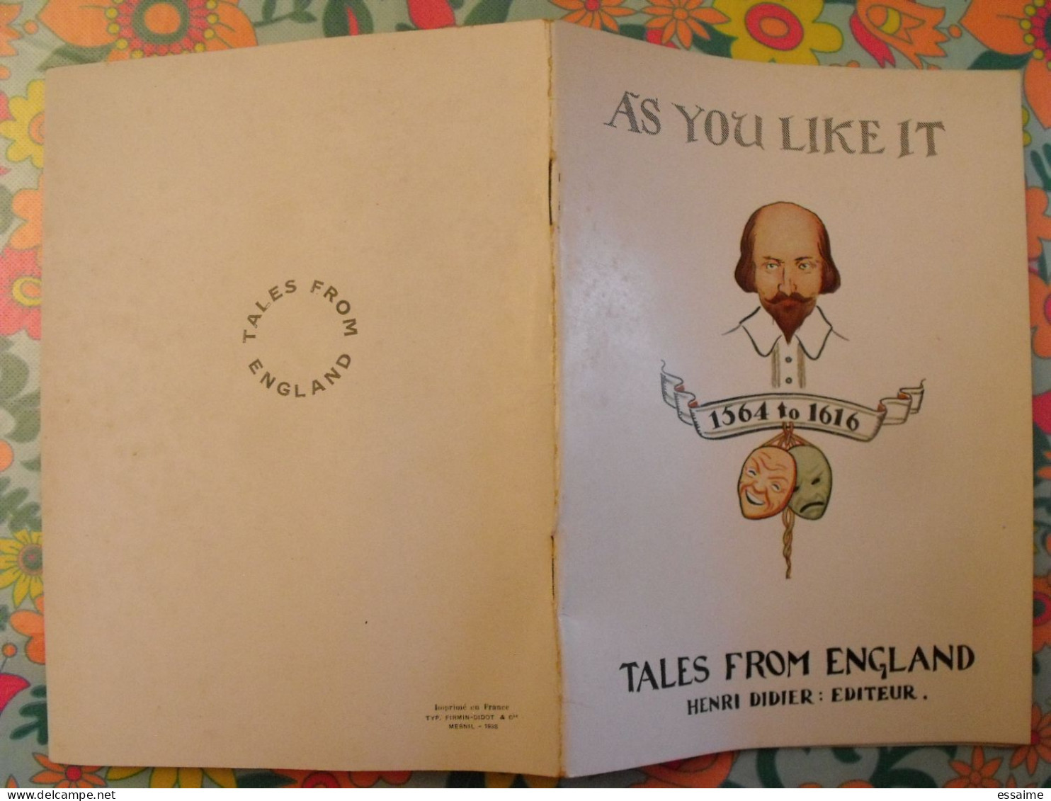 As You Like It. William Shakespeare. Tales From England. En Anglais. Henri Didier éditeur, Mesnil, 1938 - Other & Unclassified