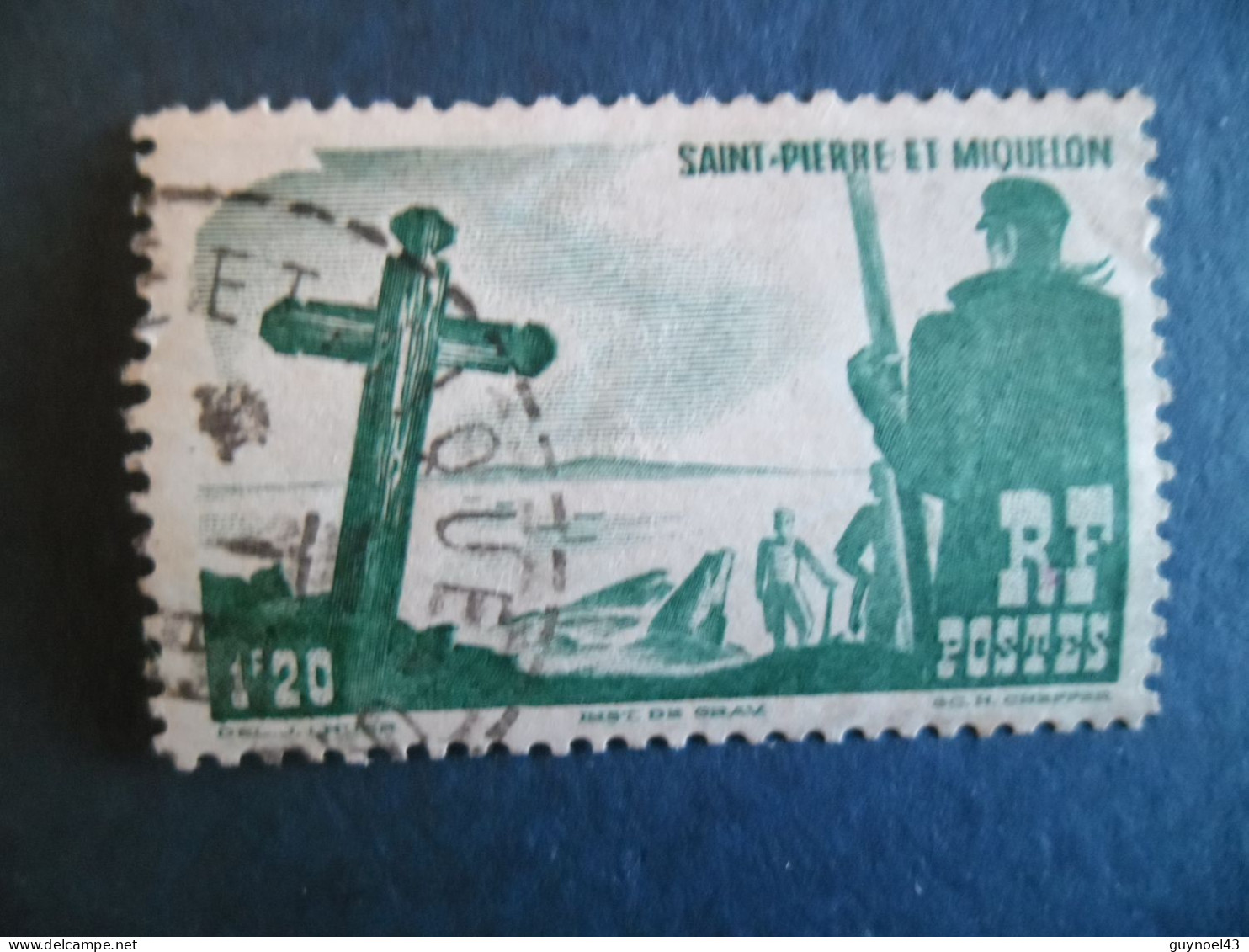 SPM 1947 Y/T 332 " Calvaire " Oblitéré Cote 1€00 - Usados