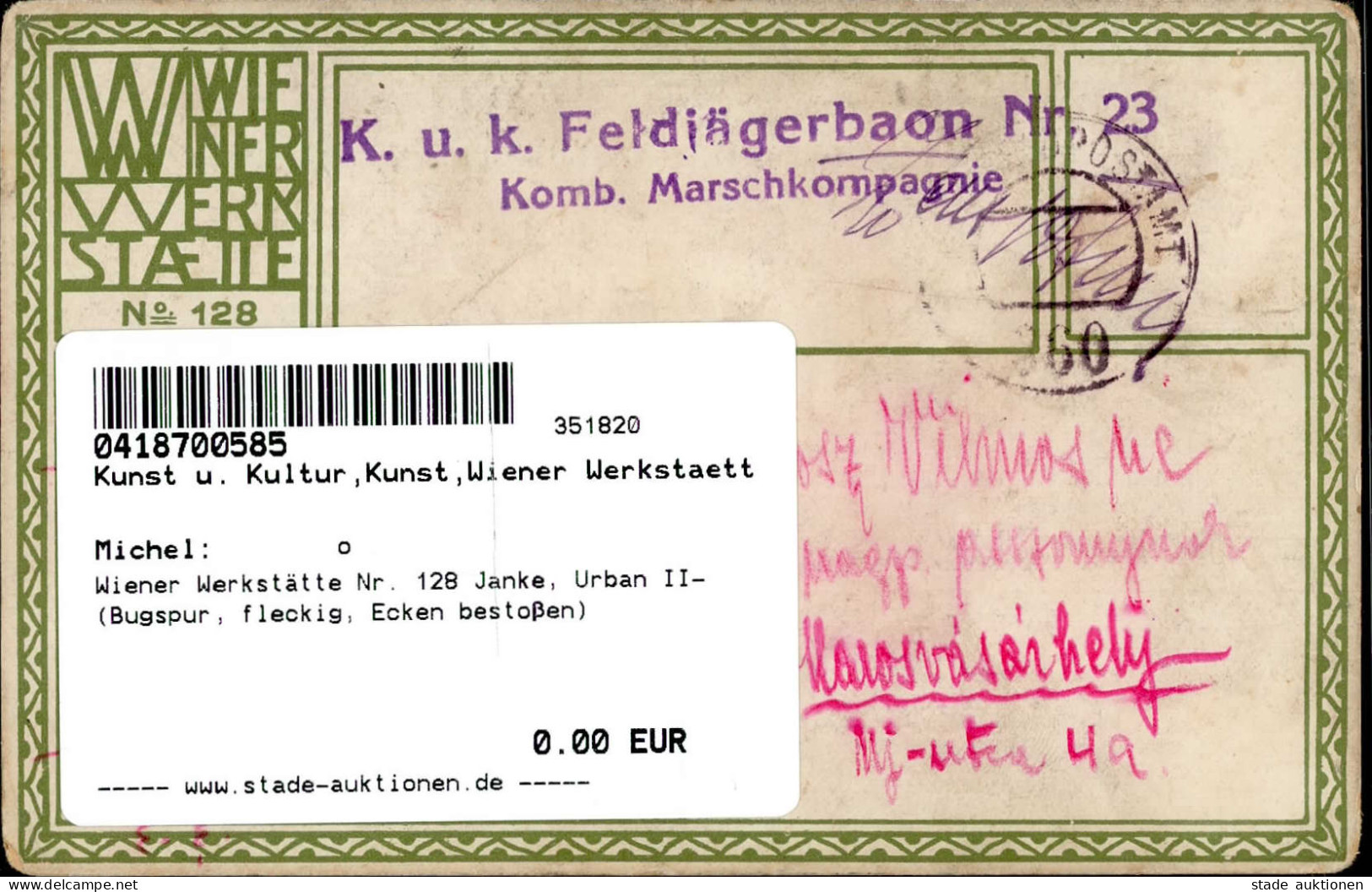 Wiener Werkstätte Nr. 128 Janke, Urban II- (Bugspur, Fleckig, Ecken Bestoßen) - Wiener Werkstaetten