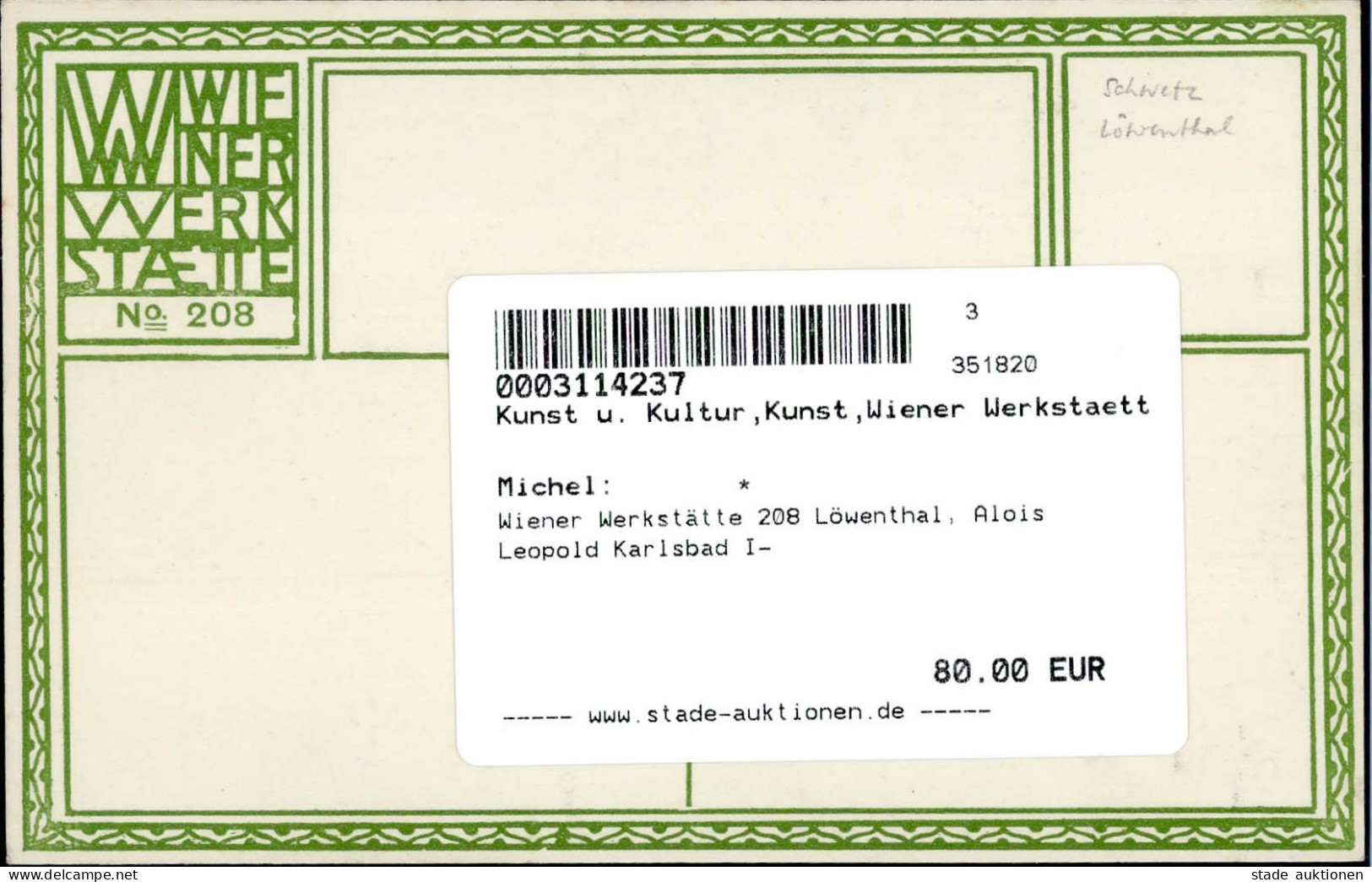 Wiener Werkstätte 208 Löwenthal, Alois Leopold Karlsbad I- - Wiener Werkstätten