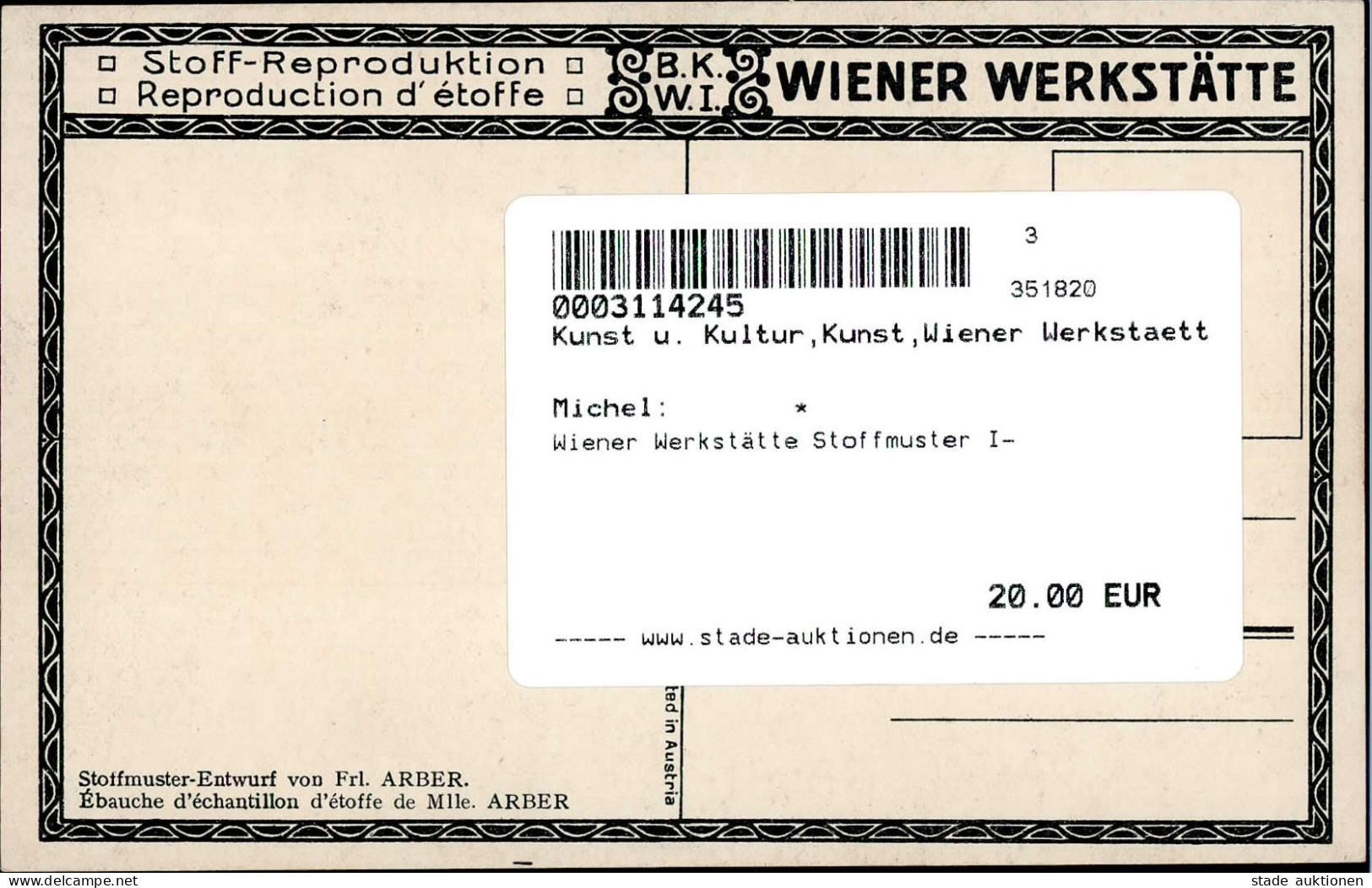 Wiener Werkstätte Stoffmuster I- - Wiener Werkstätten