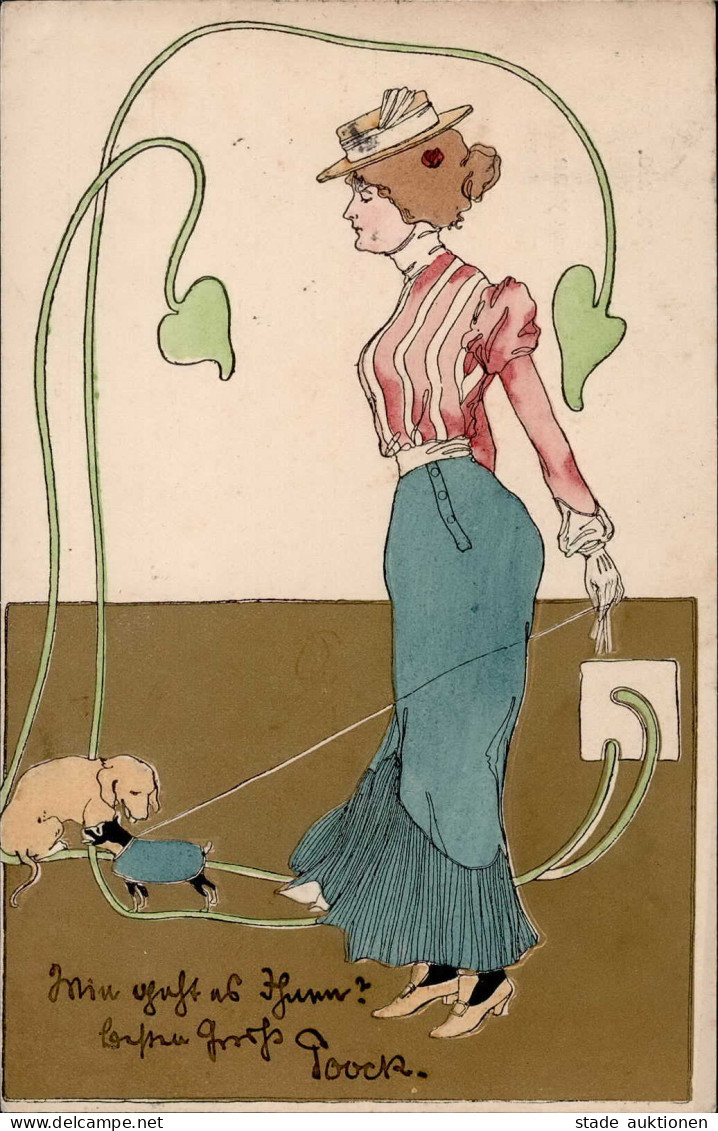 Jugendstil Hund Prägekarte I-II Art Nouveau Chien - Otros & Sin Clasificación