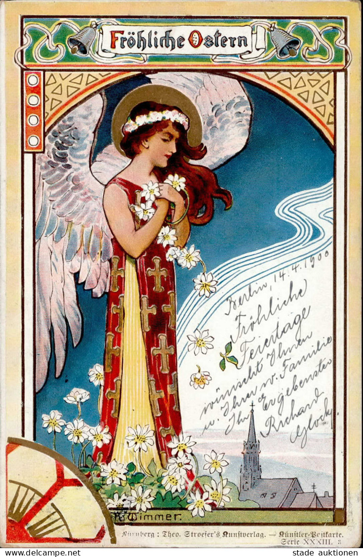 Jugendstil Ostern Sign. Wimmer I-II Art Nouveau Paques - Autres & Non Classés