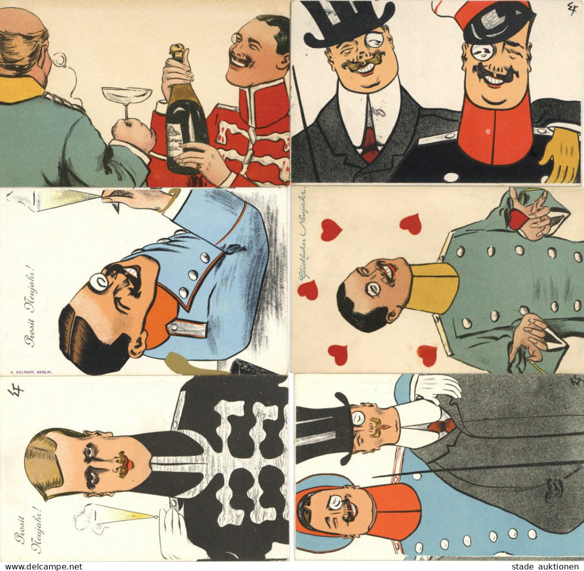 Feltner, E. Lot Mit 6 Künstlerkarten Militär Karikaturen I-II - Sonstige & Ohne Zuordnung