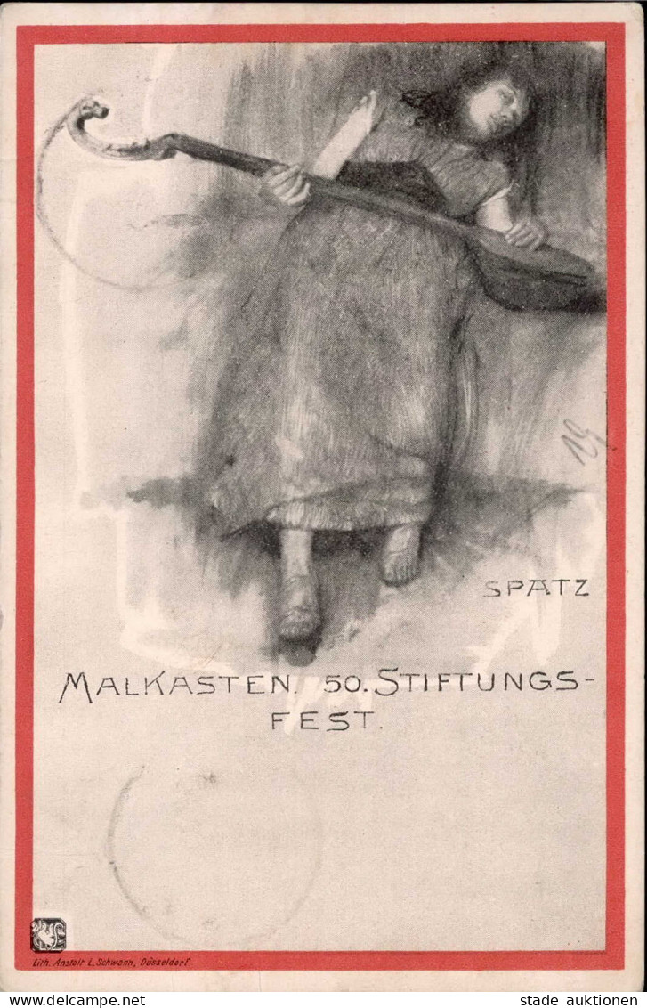 Spatz, Kunstgeschichte Düsseldorf Malkasten 50. Stiftungsfest Sign. Spatz S-O 1898 I-II - Sonstige & Ohne Zuordnung