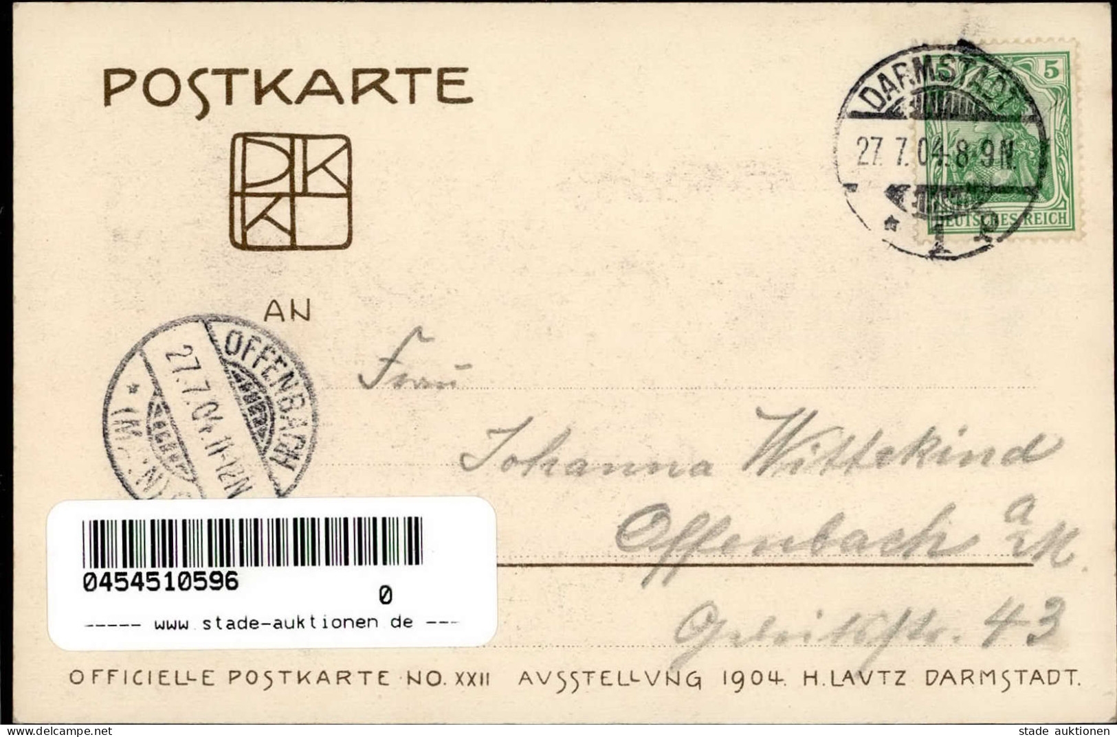 KÜNSTLERKOLONIE DARMSTADT - AUSSTELLUNG 1904 Offiz.Karte No. XXII  I - Other & Unclassified