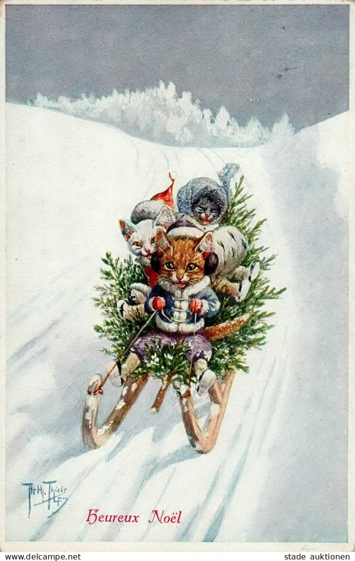 Thiele, Arthur Katzen Personifiziert Beureux Noel Winter 1918 I-II (Ränder Leicht Abgestossen) Chat - Thiele, Arthur