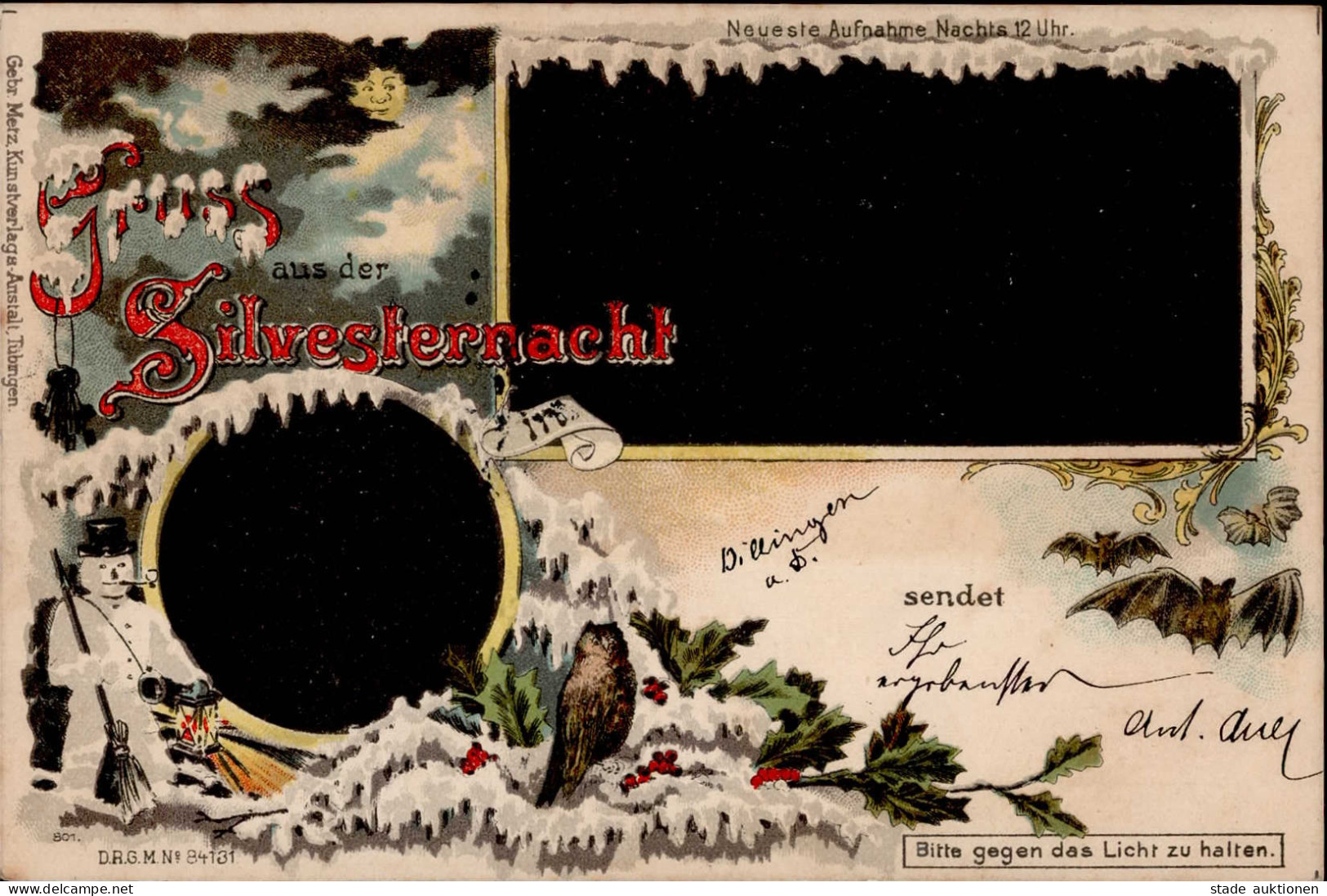 Halt Gegen Licht Gruss Aus Der Silvesternacht 1897 I-II Montagnes - Contre La Lumière