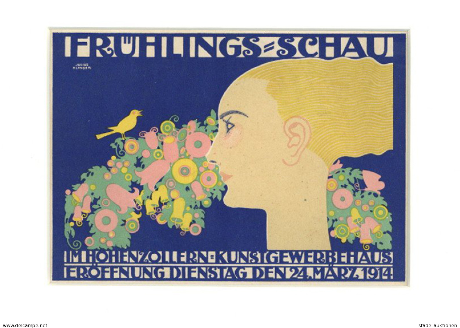 Werbung Kleinplakat Frühlings-Schau Im Hohenzollern Kunstgewerbehaus 24. März 1914 I-II Publicite - Werbepostkarten