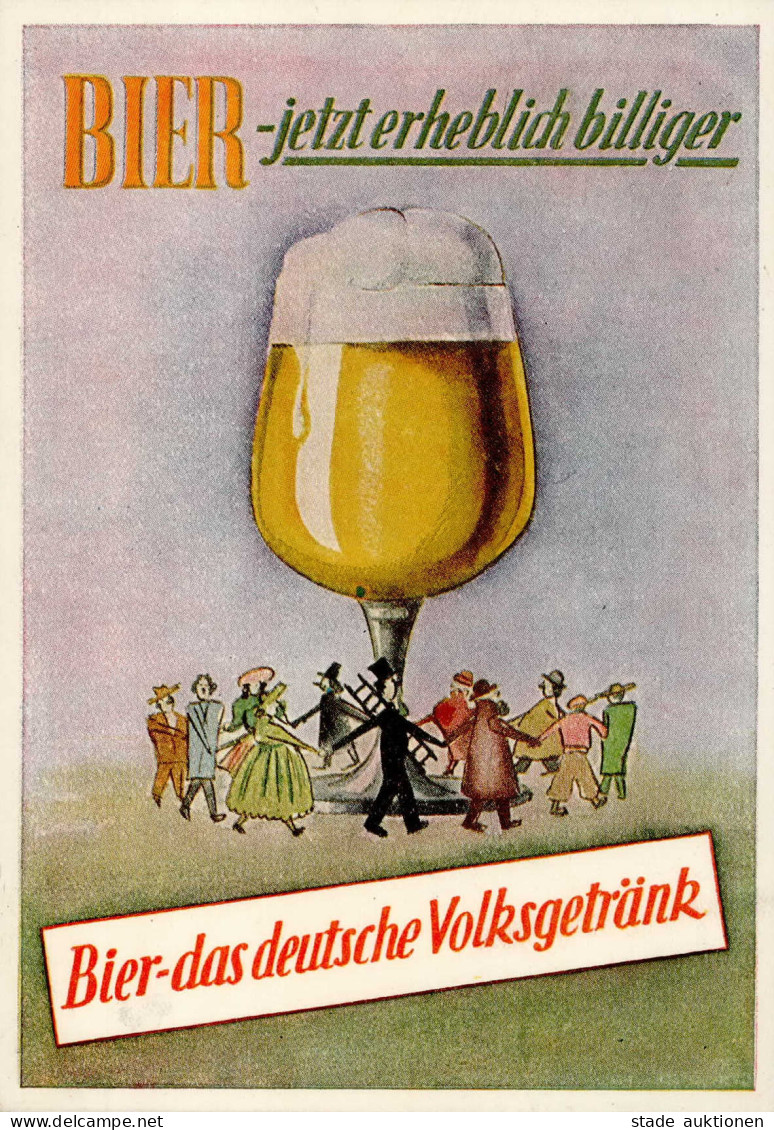 Bier Reklamekarte Jetzt Erheblich Billiger...das Deutsche Volksgetränk" Ca. 1950 I" Bière - Bierbeek