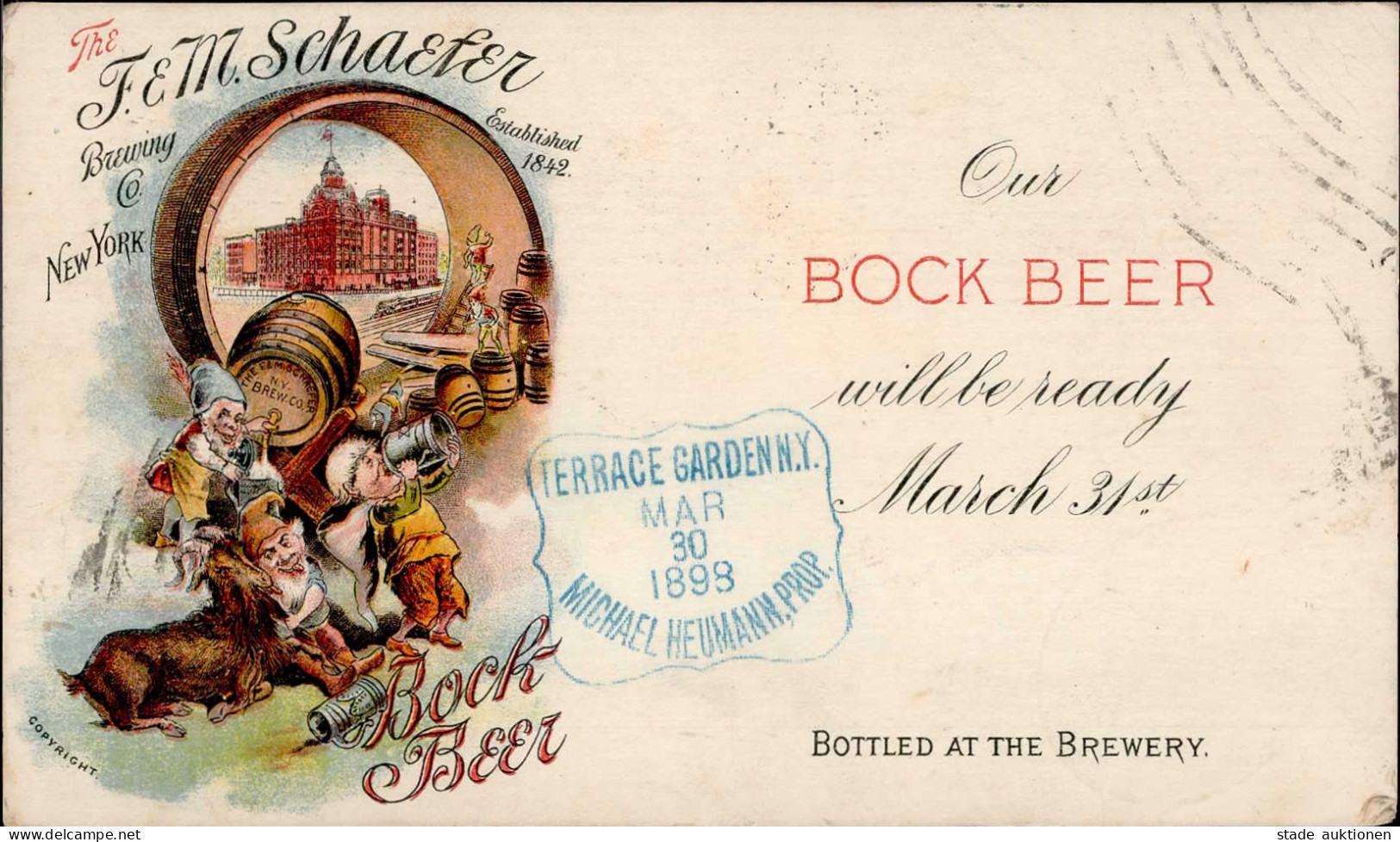 Bier Bock Beer Werbekarte I-II Bière - Bierbeek