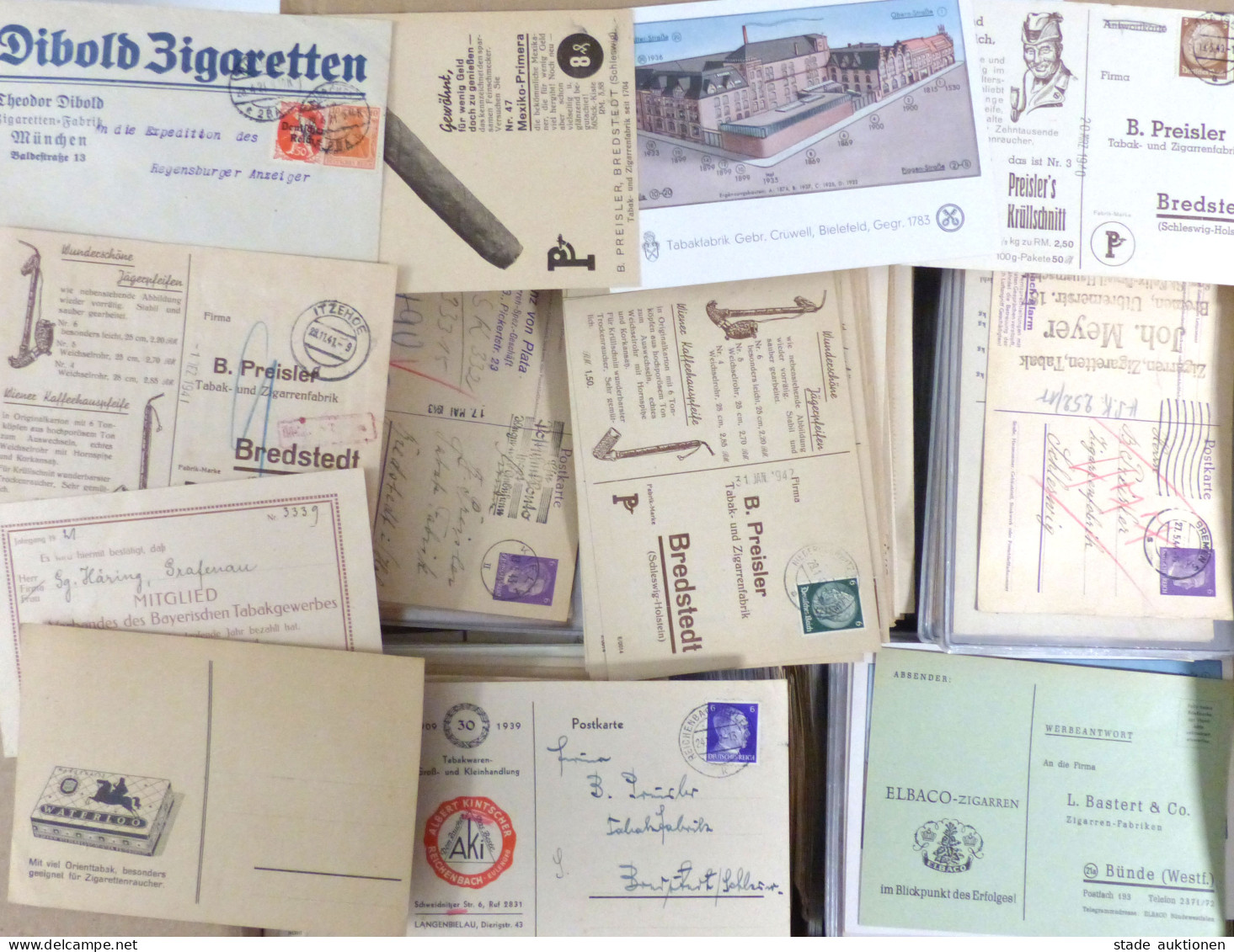 Tabak/Rauchen - Karton Mit Mehreren Hundert Postkarten U. Briefen, Geschäftspost Aus Ca. 1915-1955, Teils Schön Illustri - Other & Unclassified