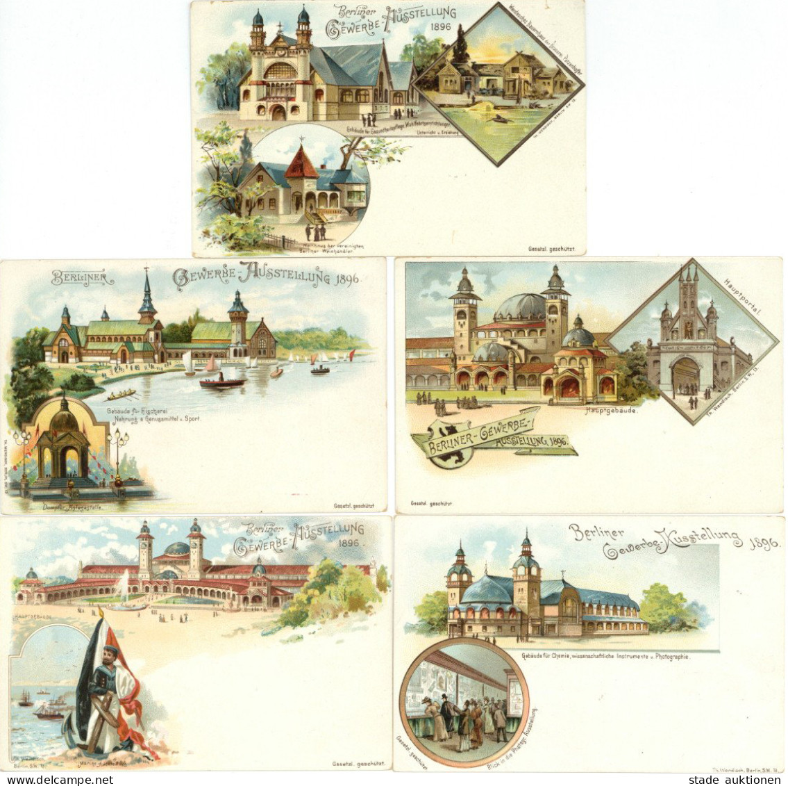 Ausstellung Berlin Gewerbeausstellung 1896 Lot Mit 5 Ansichtskarten I-II Expo - Esposizioni