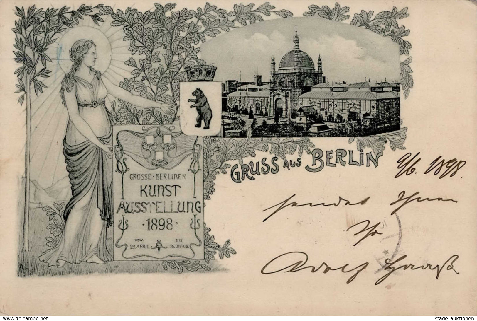 BERLIN - GROSSE BERLINER-KUNSTAUSSTELLUNG 1898 So-Karte Mit S-o V. 9.6.98 I - Expositions