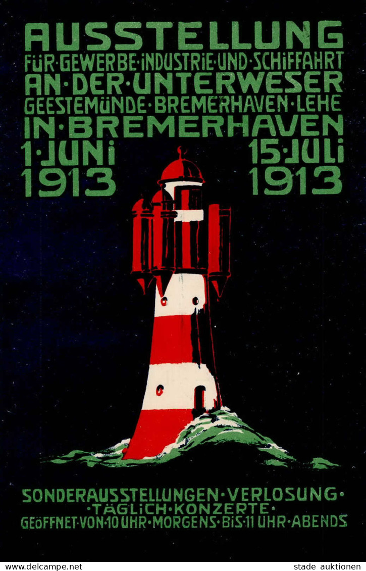 BREMERHAVEN - GEWERBE-AUSSTELLUNG 1913 Leuchtturm Rote Sand I - Expositions
