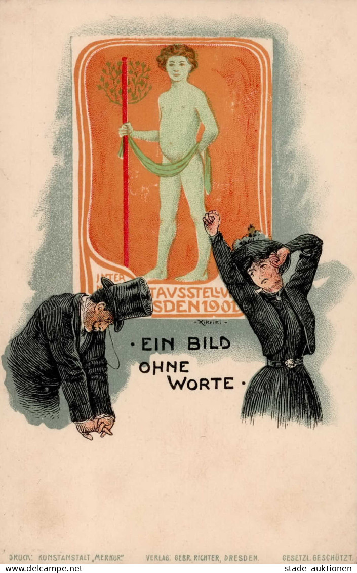 DRESDEN - IN. KUNSTAUSSTELLUNG 1901 Künstlerkarte Sign. Kikriki I - Ausstellungen