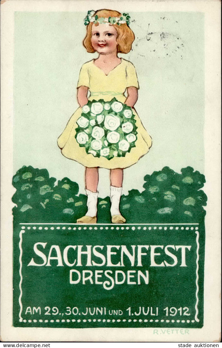 DRESDEN - SACHSENFEST DRESDEN 1912 Künstlerkarte Sign. R.Vetter I - Ausstellungen