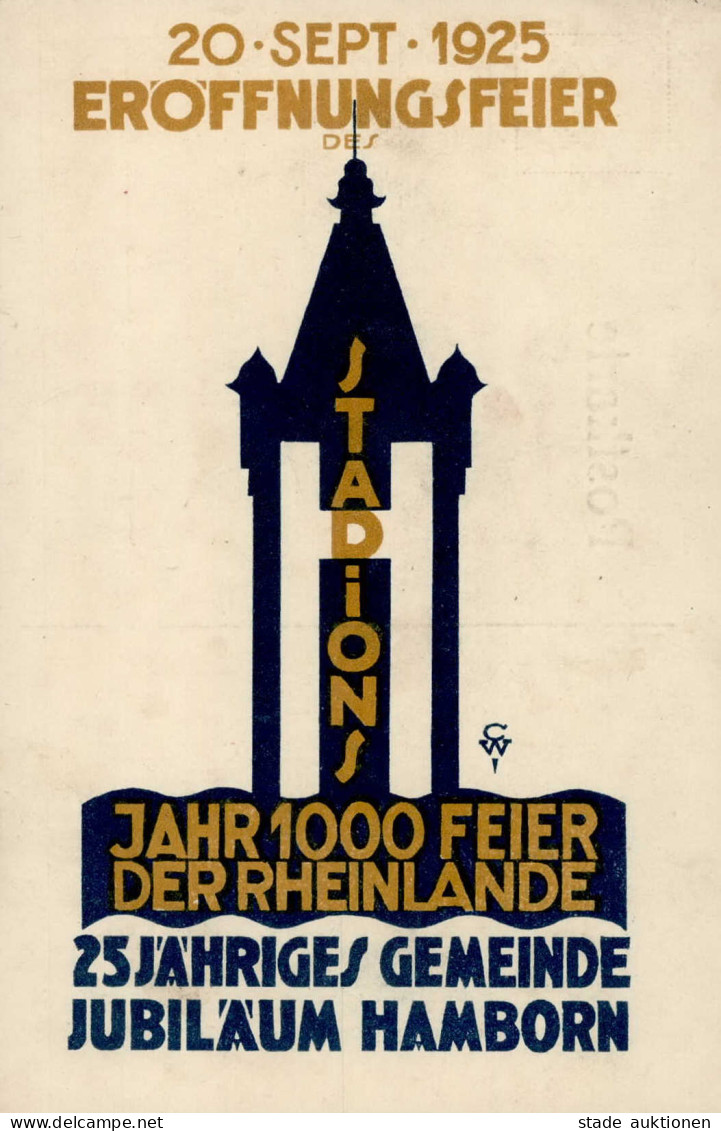 HAMBORN - Eröffnungsfeier Des Stadions 1000 Jahrfeier Des Rheinlands 1925 Sign. Künstlerkarte I - Expositions