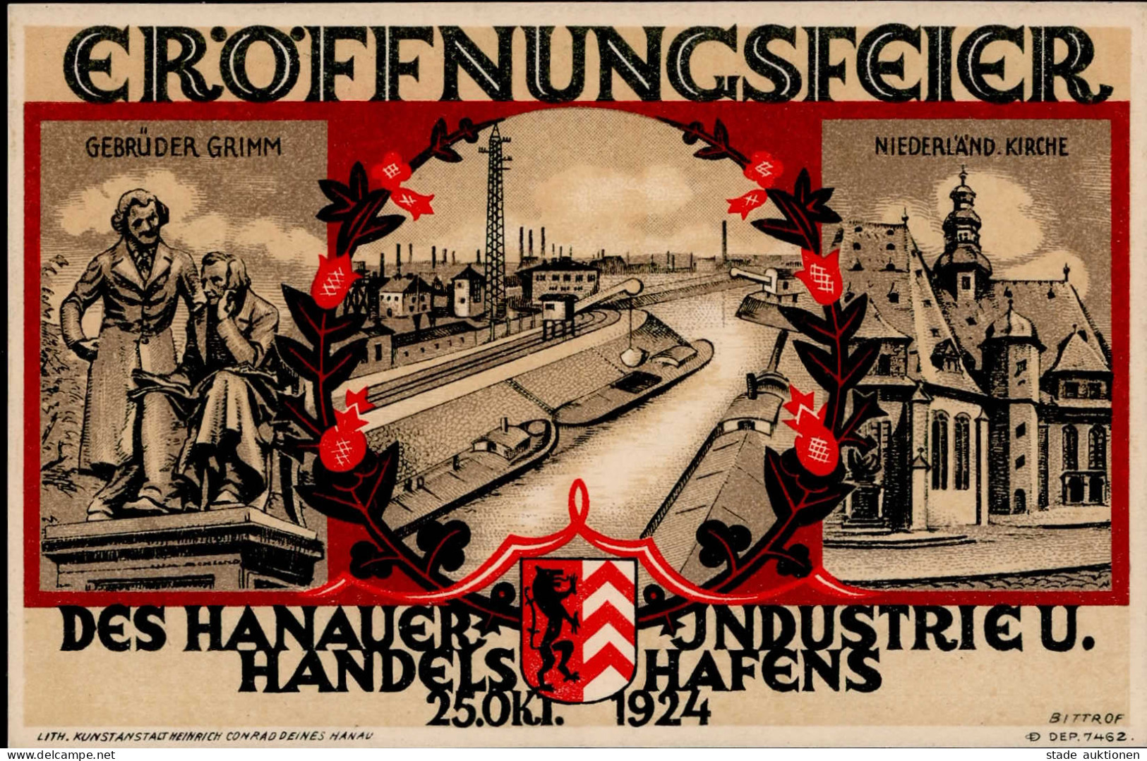 HANAU - ERÖFFNUNGSFEIER Des HANAUER INDUSTRIE- U. HANDELS-HAFENS 1924 Künstlerkarte Sign. Bittrof I - Exhibitions