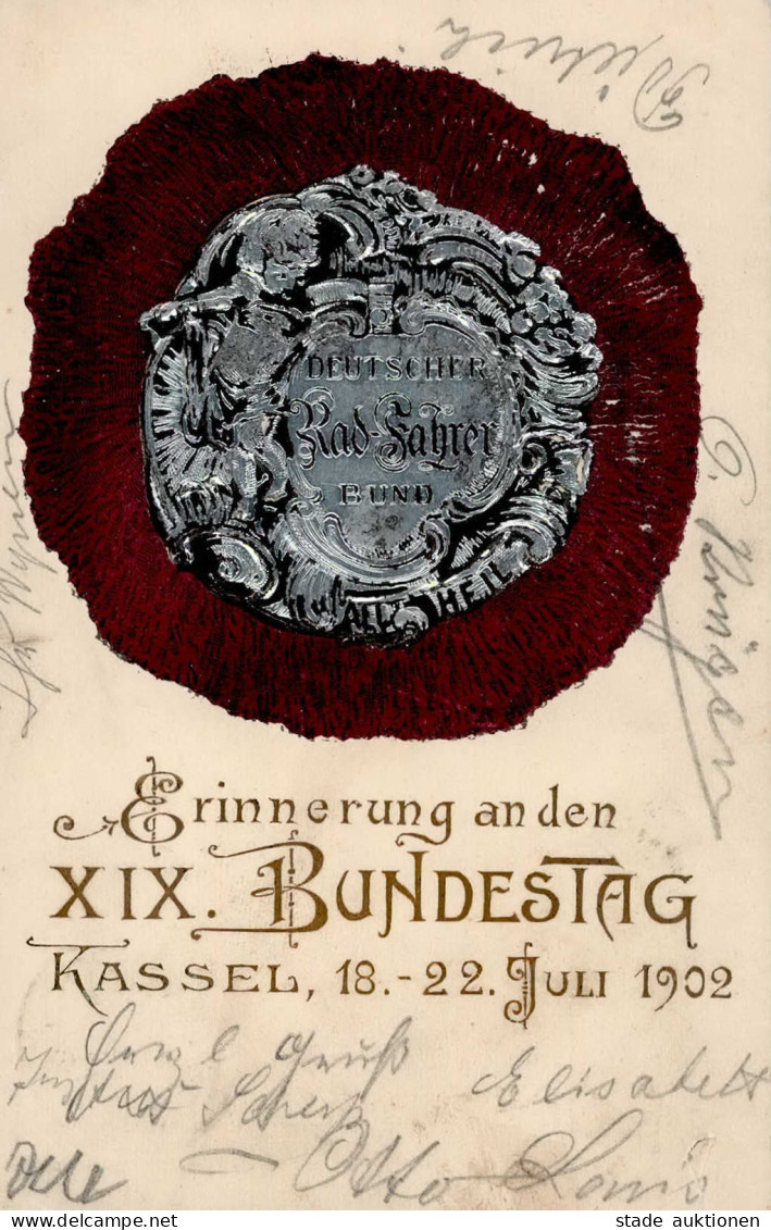 KASSEL - Prägekarte Erinnerung An Den XIX.BUNDESTAG D. DEUTSCHEN RADFAHRER-BUNDES 1902 I - Expositions