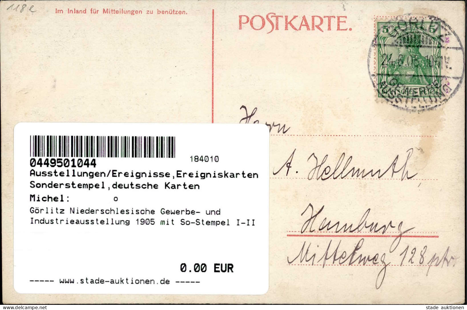 Görlitz Niederschlesische Gewerbe- Und Industrieausstellung 1905 Mit So-Stempel I-II - Exhibitions