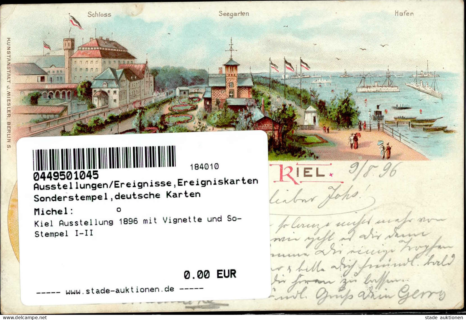 Kiel Ausstellung 1896 Mit Vignette Und So-Stempel I-II Expo - Expositions