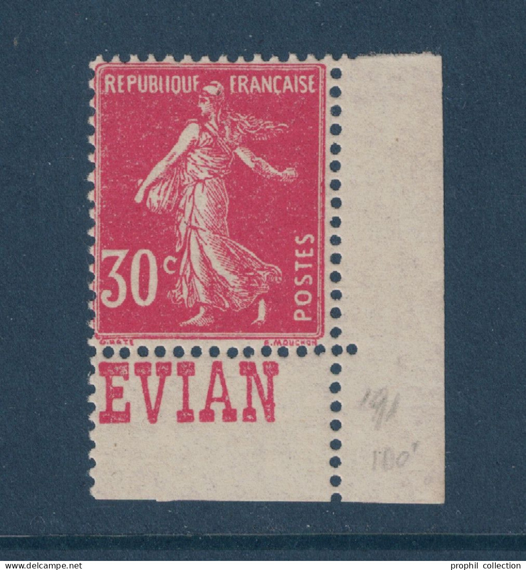 TIMBRE SEMEUSE N° 191 NEUF ** ISSU DE CARNET Avec BANDE PUBS EVIAN - Unused Stamps