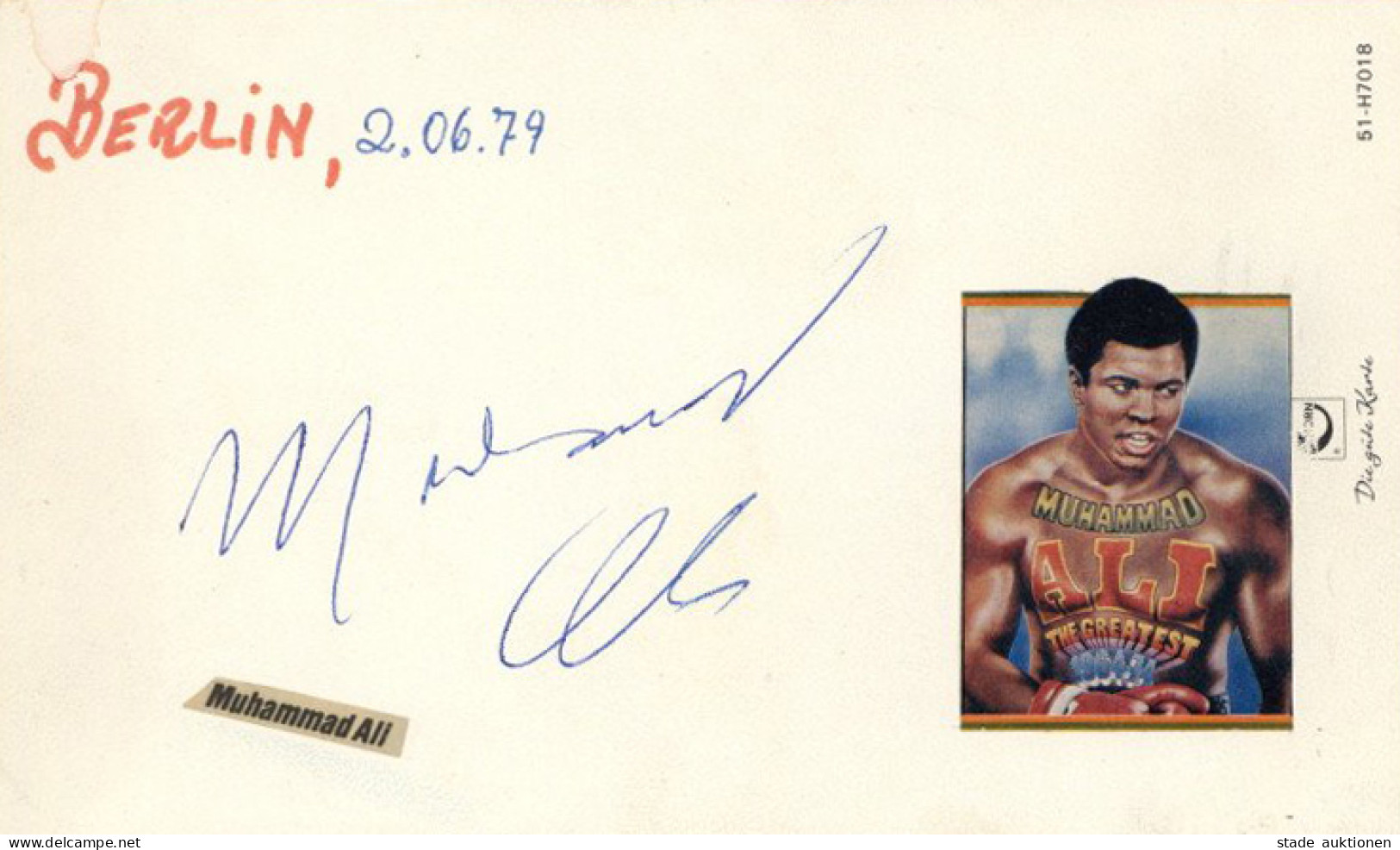 Autograph/Autogramme Glückwunschkarte Mit Original-Unterschrift Von Muhammad Ali Vom 2.6.1979 Berlin II - Other & Unclassified