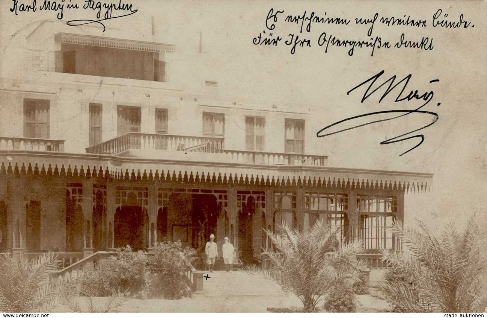 May, Karl Schriftsteller Foto-AK Karl May In Ägypten Mit UNTERSCHRIFT Und WIDMUNG 1904 I-II - Autres & Non Classés